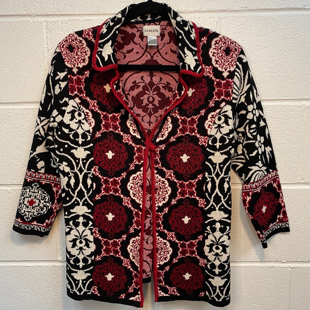 Chico’s Silk Blend Sweater Jacket size 1 - Medium